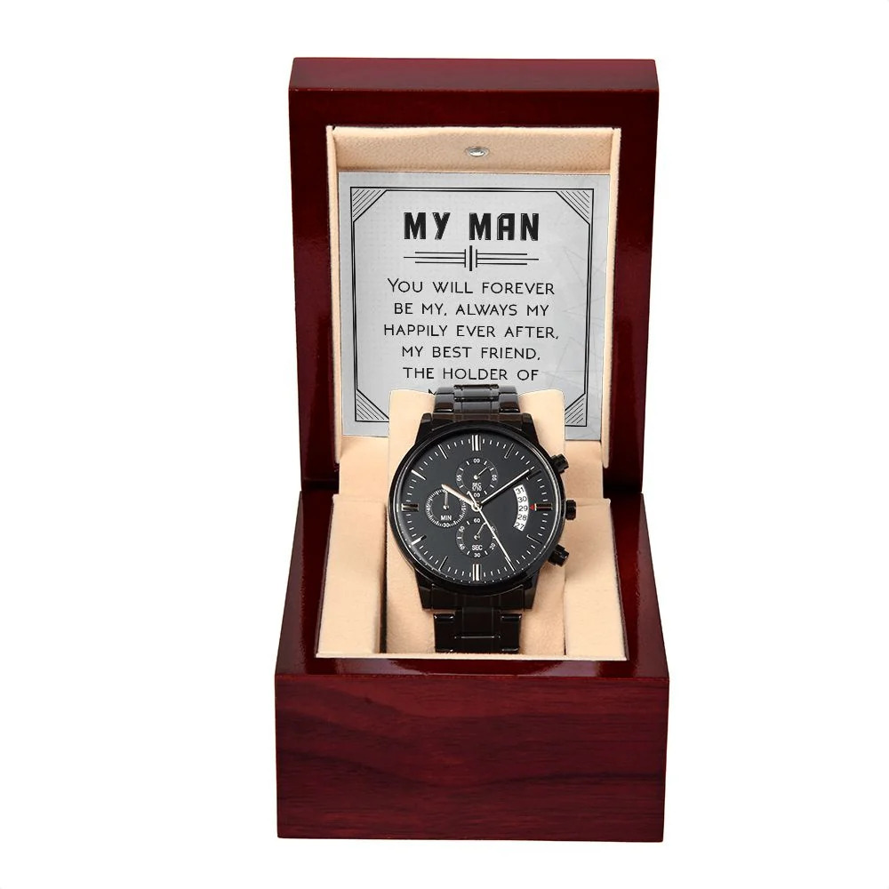 You Will Forever Be My Always Black Chronograph Watch Inspirational Message Car